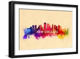 New Orleans, Louisiana - Skyline Abstract-Lantern Press-Framed Art Print