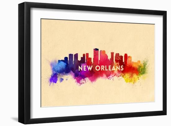 New Orleans, Louisiana - Skyline Abstract-Lantern Press-Framed Art Print