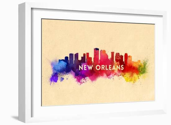 New Orleans, Louisiana - Skyline Abstract-Lantern Press-Framed Art Print