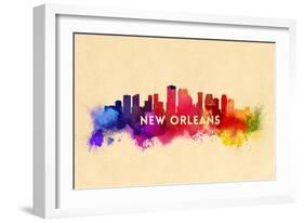 New Orleans, Louisiana - Skyline Abstract-Lantern Press-Framed Art Print