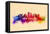 New Orleans, Louisiana - Skyline Abstract-Lantern Press-Framed Stretched Canvas