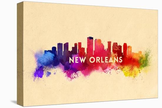 New Orleans, Louisiana - Skyline Abstract-Lantern Press-Stretched Canvas