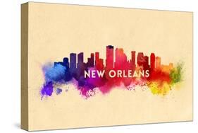 New Orleans, Louisiana - Skyline Abstract-Lantern Press-Stretched Canvas