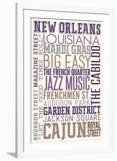 New Orleans, Louisiana - Typography-Lantern Press-Framed Art Print