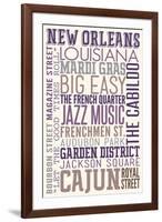 New Orleans, Louisiana - Typography-Lantern Press-Framed Art Print