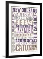 New Orleans, Louisiana - Typography-Lantern Press-Framed Art Print