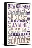 New Orleans, Louisiana - Typography-Lantern Press-Framed Stretched Canvas