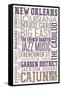 New Orleans, Louisiana - Typography-Lantern Press-Framed Stretched Canvas