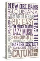 New Orleans, Louisiana - Typography-Lantern Press-Stretched Canvas