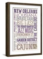 New Orleans, Louisiana - Typography-Lantern Press-Framed Art Print