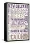 New Orleans, Louisiana - Typography-Lantern Press-Framed Stretched Canvas