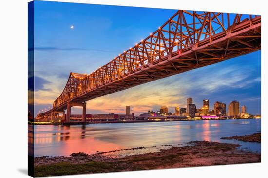 New Orleans, Louisiana, USA at Crescent City Connection Bridge over the Mississippi River.-Sean Pavone-Stretched Canvas