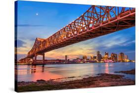 New Orleans, Louisiana, USA at Crescent City Connection Bridge over the Mississippi River.-Sean Pavone-Stretched Canvas
