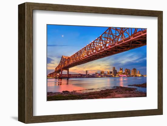 New Orleans, Louisiana, USA at Crescent City Connection Bridge over the Mississippi River.-Sean Pavone-Framed Photographic Print