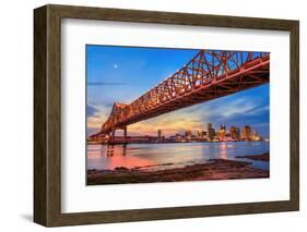 New Orleans, Louisiana, USA at Crescent City Connection Bridge over the Mississippi River.-Sean Pavone-Framed Photographic Print