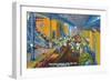 New Orleans, Louisiana, View of Workers Unloading Bananas from Ships-Lantern Press-Framed Art Print