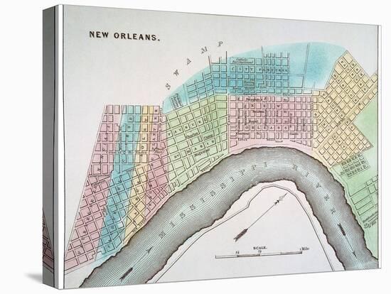 New Orleans Map, 1837-null-Stretched Canvas