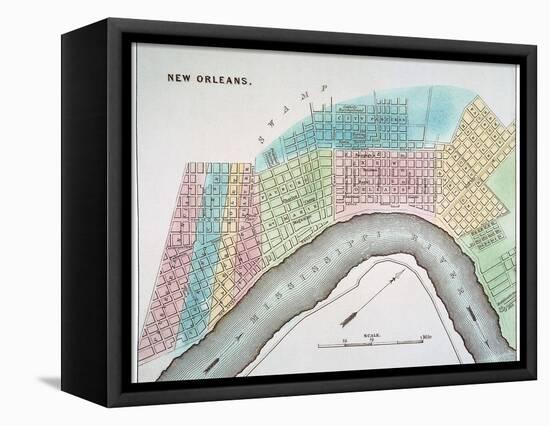 New Orleans Map, 1837-null-Framed Stretched Canvas