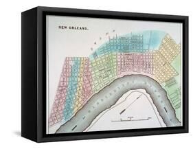 New Orleans Map, 1837-null-Framed Stretched Canvas