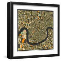 New Orleans Map-Jazzberry Blue-Framed Art Print