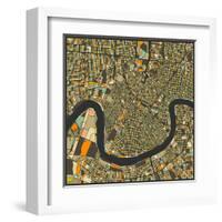 New Orleans Map-Jazzberry Blue-Framed Art Print