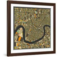 New Orleans Map-Jazzberry Blue-Framed Art Print