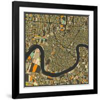 New Orleans Map-Jazzberry Blue-Framed Art Print