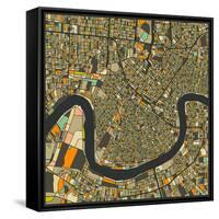 New Orleans Map-Jazzberry Blue-Framed Stretched Canvas