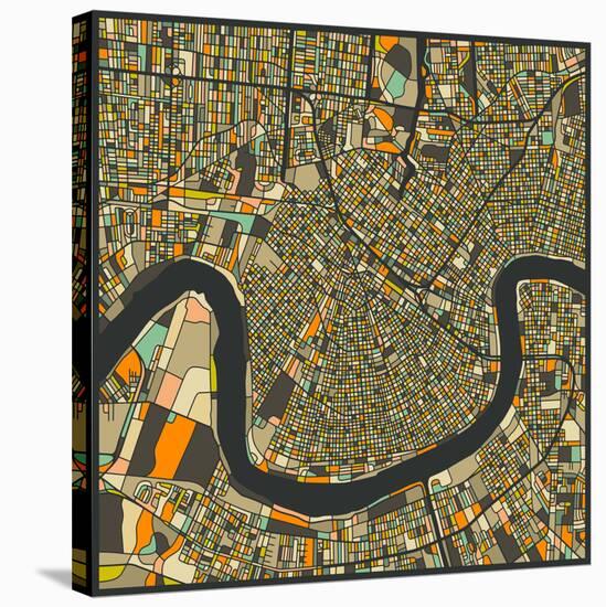 New Orleans Map-Jazzberry Blue-Stretched Canvas