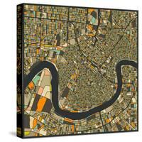 New Orleans Map-Jazzberry Blue-Stretched Canvas