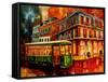 New Orleans Night Streetcar-Diane Millsap-Framed Stretched Canvas