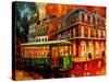 New Orleans Night Streetcar-Diane Millsap-Stretched Canvas