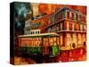 New Orleans Night Streetcar-Diane Millsap-Stretched Canvas