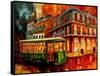 New Orleans Night Streetcar-Diane Millsap-Framed Stretched Canvas