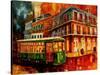 New Orleans Night Streetcar-Diane Millsap-Stretched Canvas