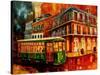 New Orleans Night Streetcar-Diane Millsap-Stretched Canvas