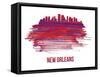 New Orleans Skyline Brush Stroke - Red-NaxArt-Framed Stretched Canvas