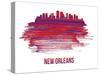 New Orleans Skyline Brush Stroke - Red-NaxArt-Stretched Canvas
