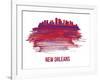 New Orleans Skyline Brush Stroke - Red-NaxArt-Framed Art Print