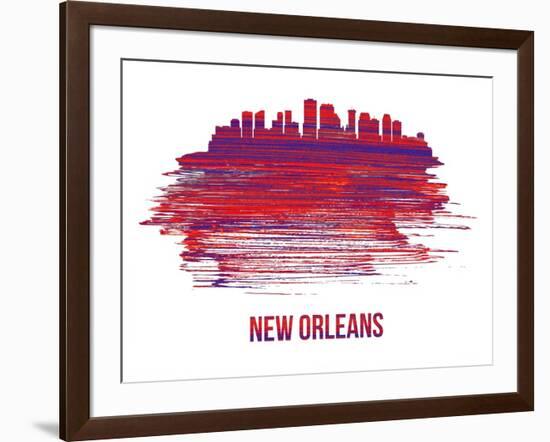 New Orleans Skyline Brush Stroke - Red-NaxArt-Framed Art Print