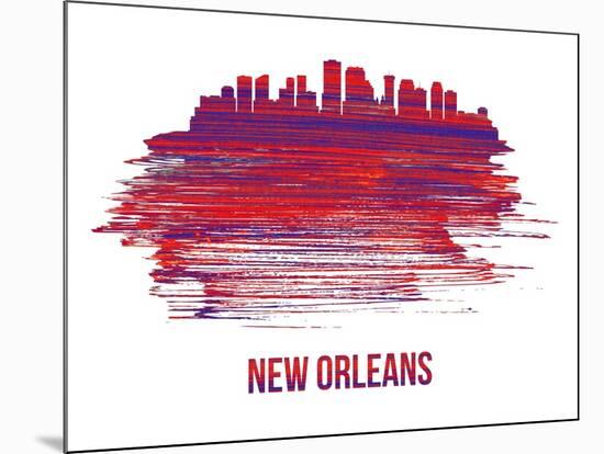 New Orleans Skyline Brush Stroke - Red-NaxArt-Mounted Art Print