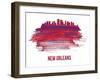 New Orleans Skyline Brush Stroke - Red-NaxArt-Framed Art Print