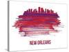 New Orleans Skyline Brush Stroke - Red-NaxArt-Stretched Canvas