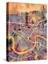 New Orleans Street Map-Michael Tompsett-Stretched Canvas