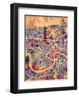 New Orleans Street Map-Michael Tompsett-Framed Art Print