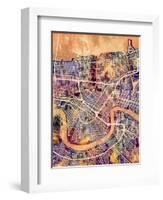 New Orleans Street Map-Michael Tompsett-Framed Art Print