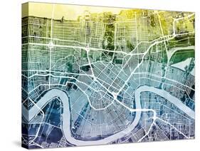 New Orleans Street Map-Michael Tompsett-Stretched Canvas