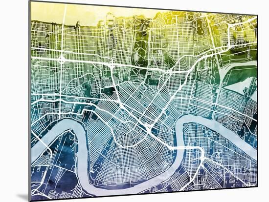 New Orleans Street Map-Michael Tompsett-Mounted Art Print