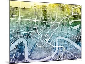 New Orleans Street Map-Michael Tompsett-Mounted Art Print