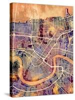 New Orleans Street Map-Michael Tompsett-Stretched Canvas